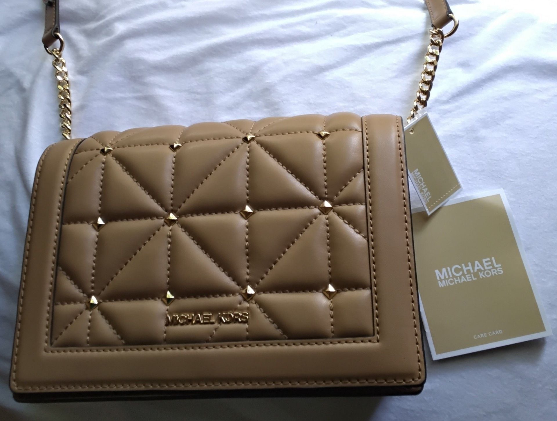 MICHAEL KORS JET SET PALE PEANUT LG FULL FLAP CHAIN CROSSBODY,SHOULDER BAG 2