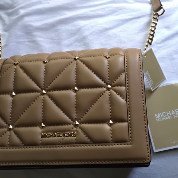 MICHAEL KORS JET SET PALE PEANUT LG FULL FLAP CHAIN CROSSBODY,SHOULDER BAG
