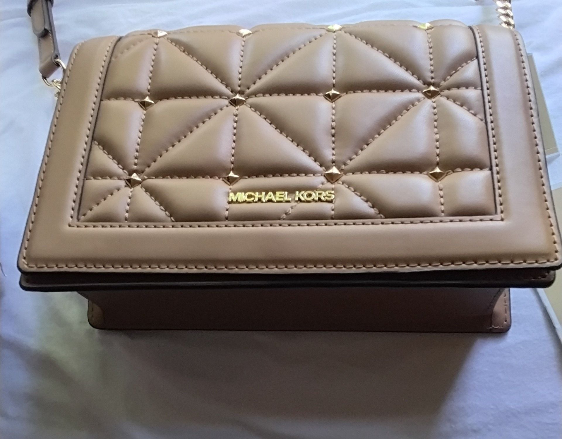 MICHAEL KORS JET SET PALE PEANUT LG FULL FLAP CHAIN CROSSBODY,SHOULDER BAG 3