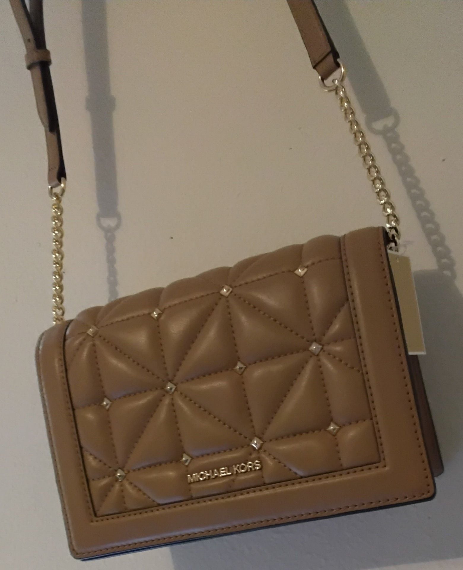 MICHAEL KORS JET SET PALE PEANUT LG FULL FLAP CHAIN CROSSBODY,SHOULDER BAG 5