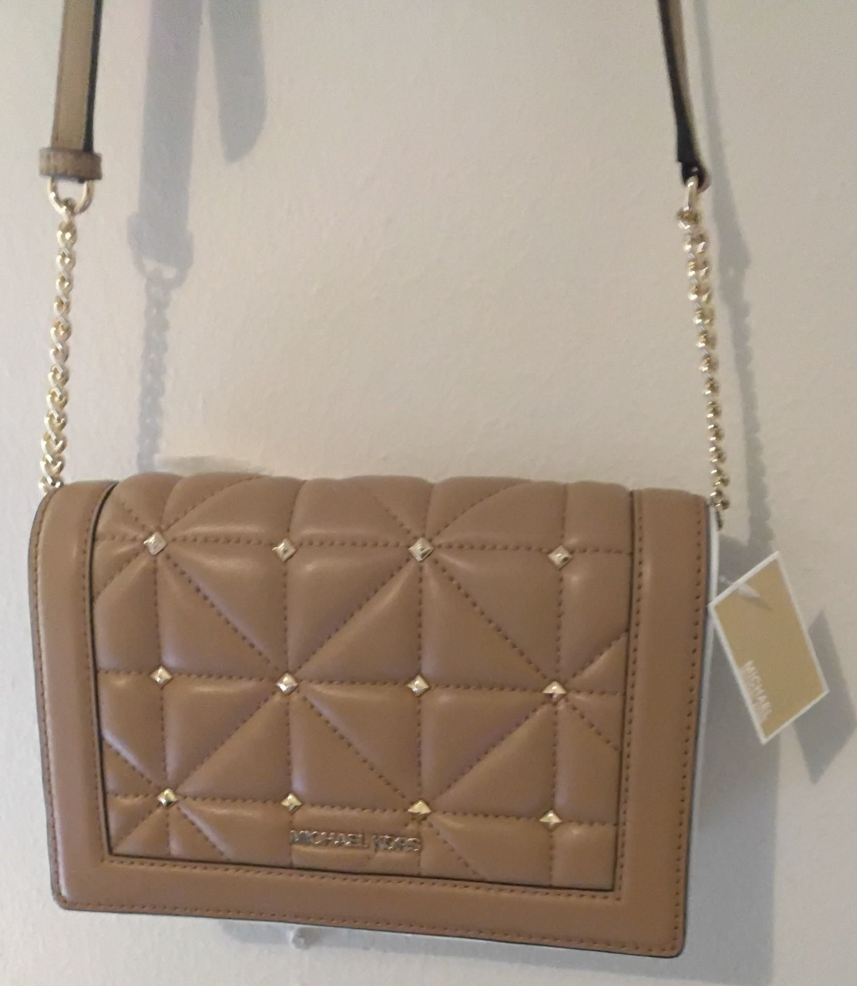 MICHAEL KORS JET SET PALE PEANUT LG FULL FLAP CHAIN CROSSBODY,SHOULDER BAG 6