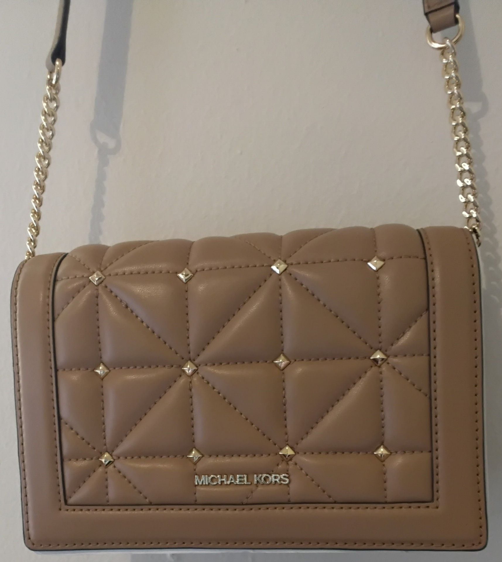 MICHAEL KORS JET SET PALE PEANUT LG FULL FLAP CHAIN CROSSBODY,SHOULDER BAG 7