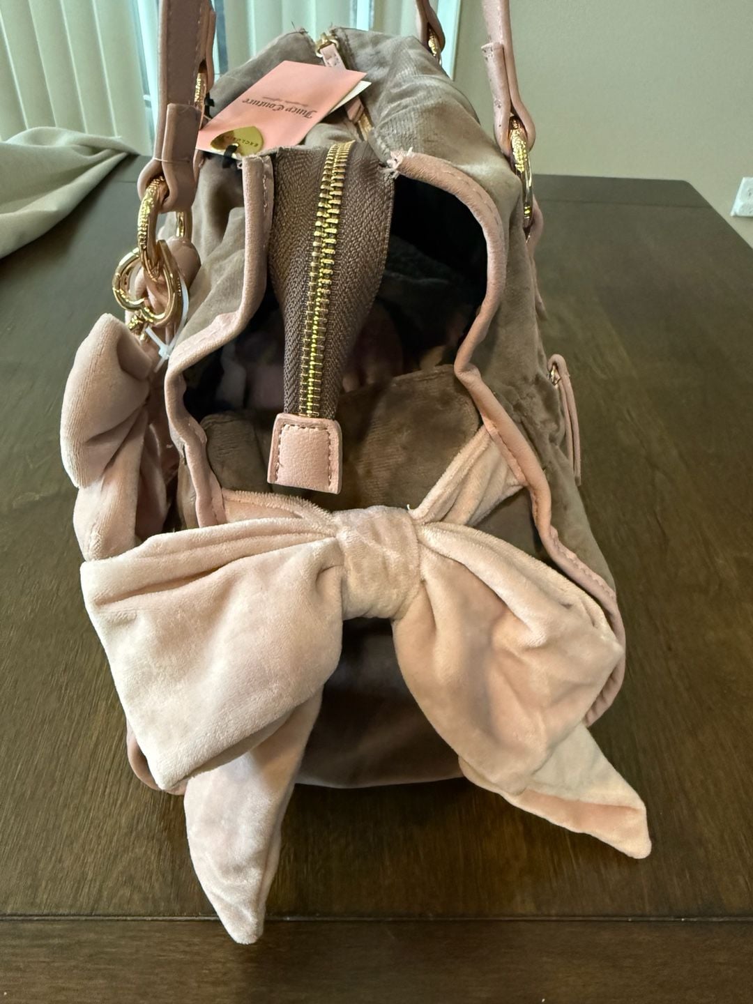 Juicy Couture Princess Velour Tote Handbag Brown Pink 4