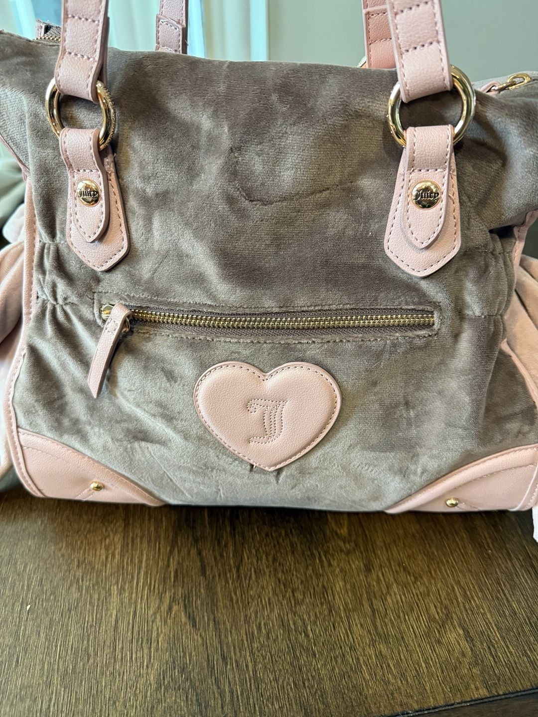 Juicy Couture Princess Velour Tote Handbag Brown Pink 6