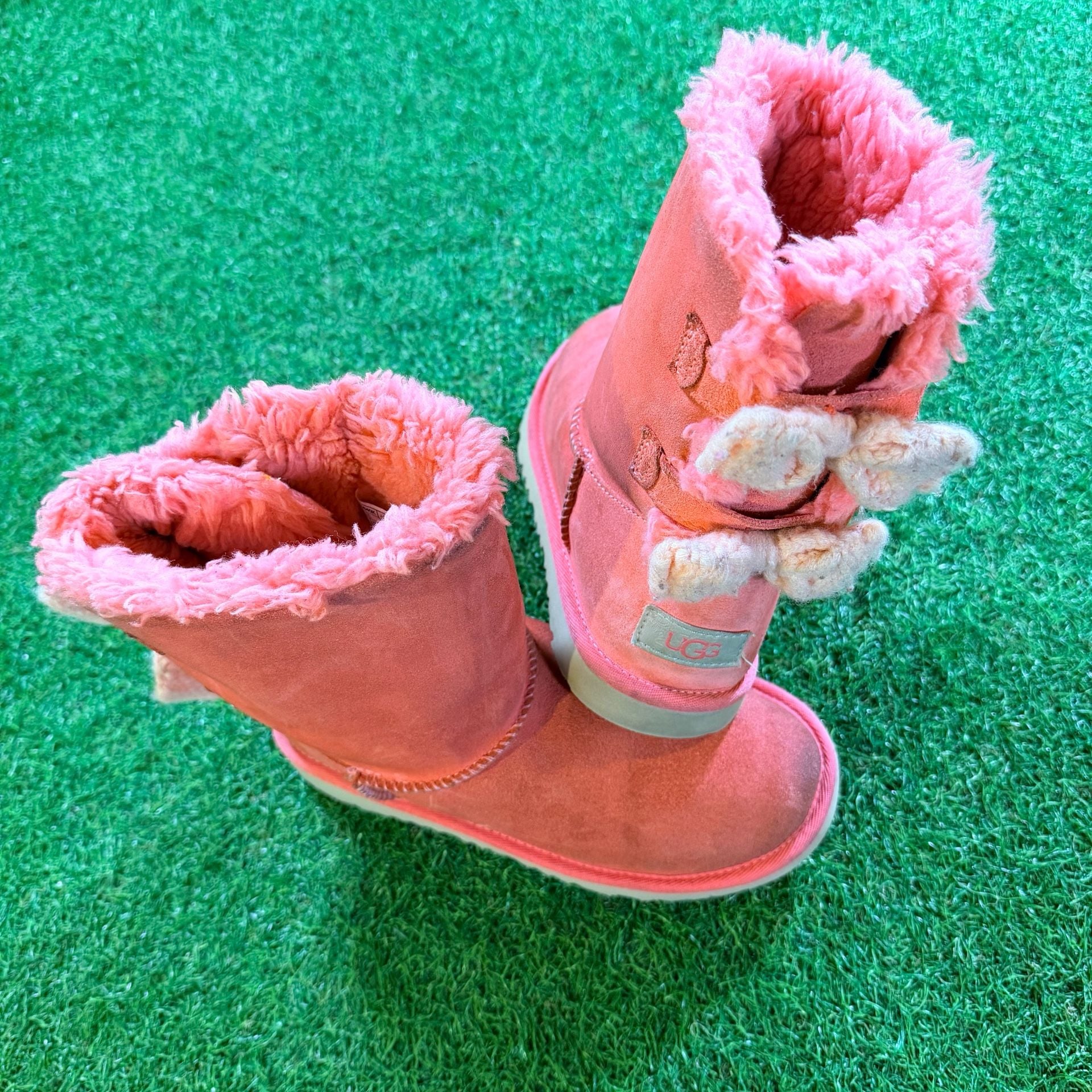Ugg Bailey Bow Knit Bows Boot Size 3 Kids Pink Suede 8