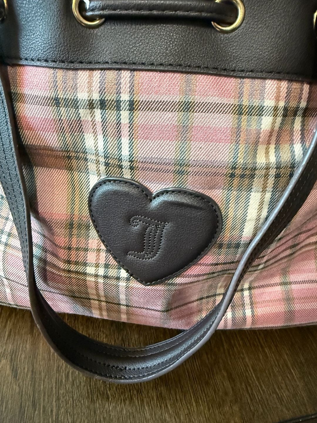 Juicy Couture Pink Plaid Tote Bag With Charm 6