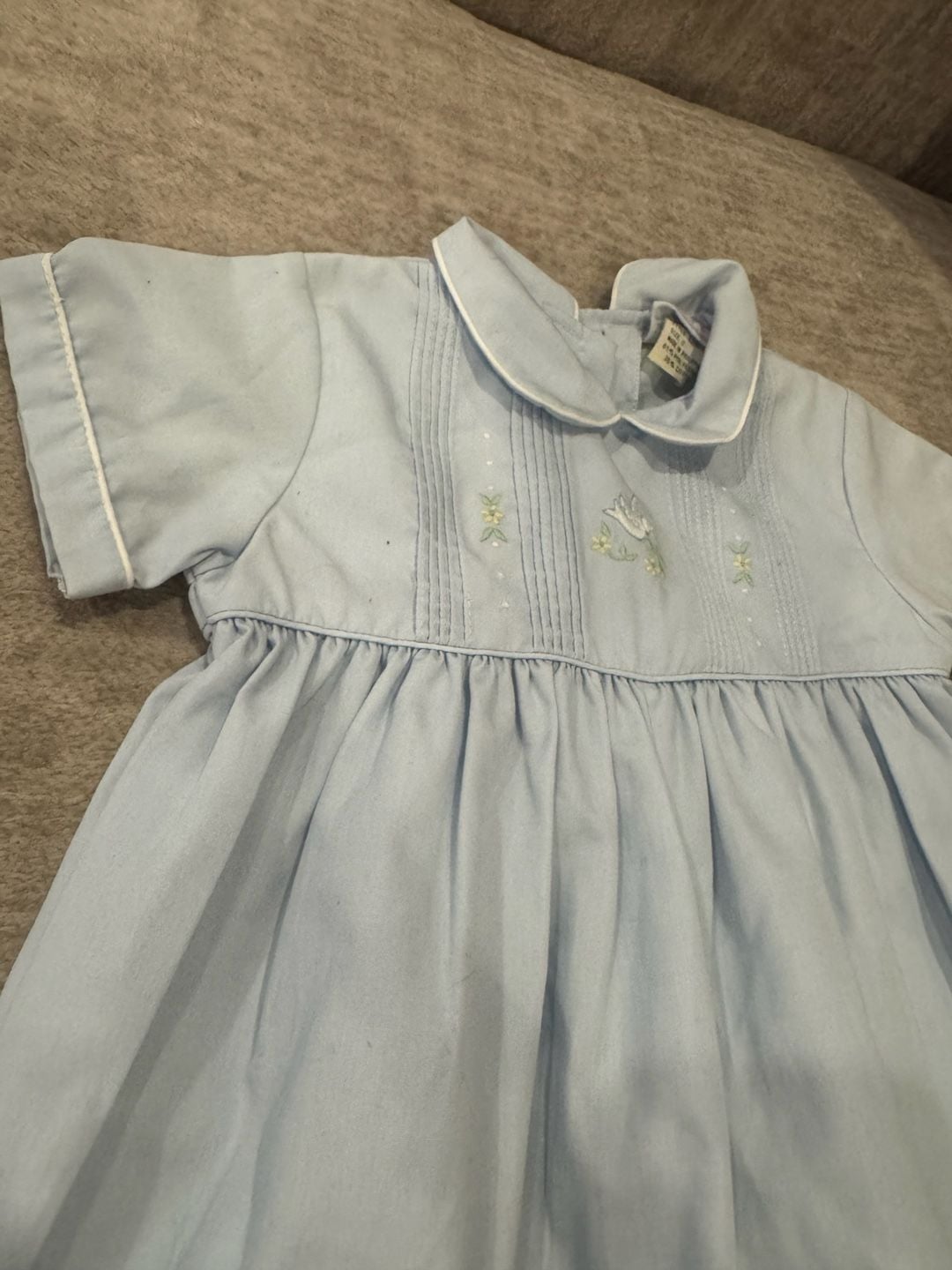 Vintage Bubble Romper Size 0-3 months Light Blue Embroidered 3