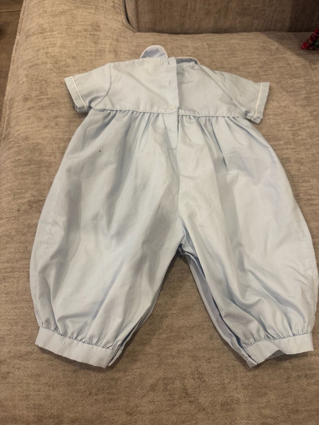 Vintage Bubble Romper Size 0-3 months Light Blue Embroidered 7