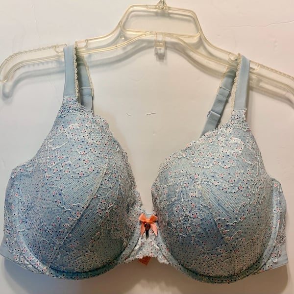 Victoria's Secret Underwire Bra Blue Lace Polka Dot Size 40DD