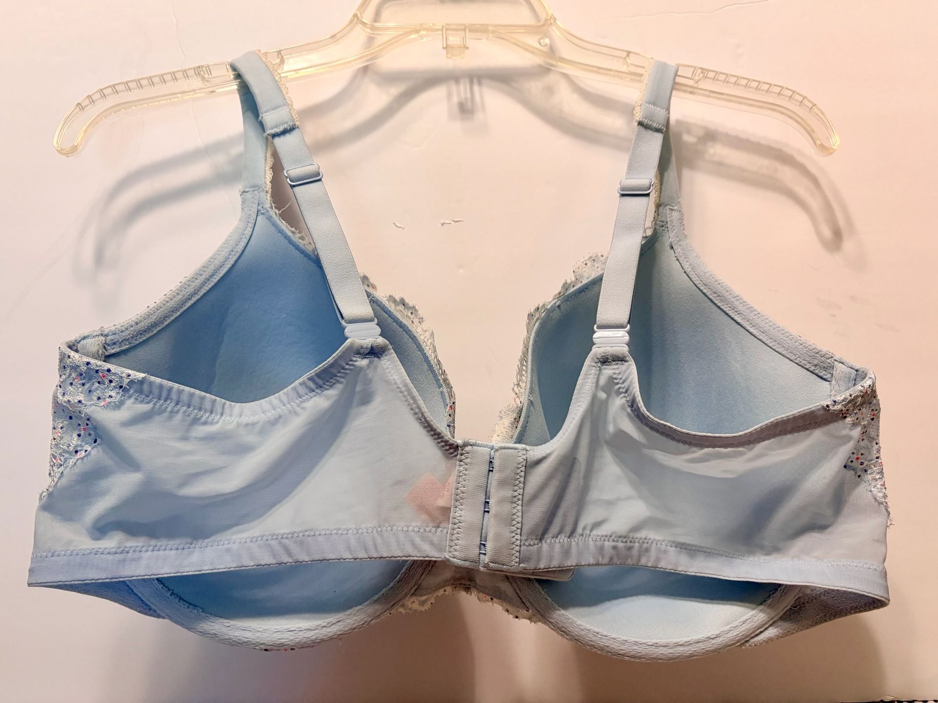 Victoria's Secret Underwire Bra Blue Lace Polka Dot Size 40DD 3