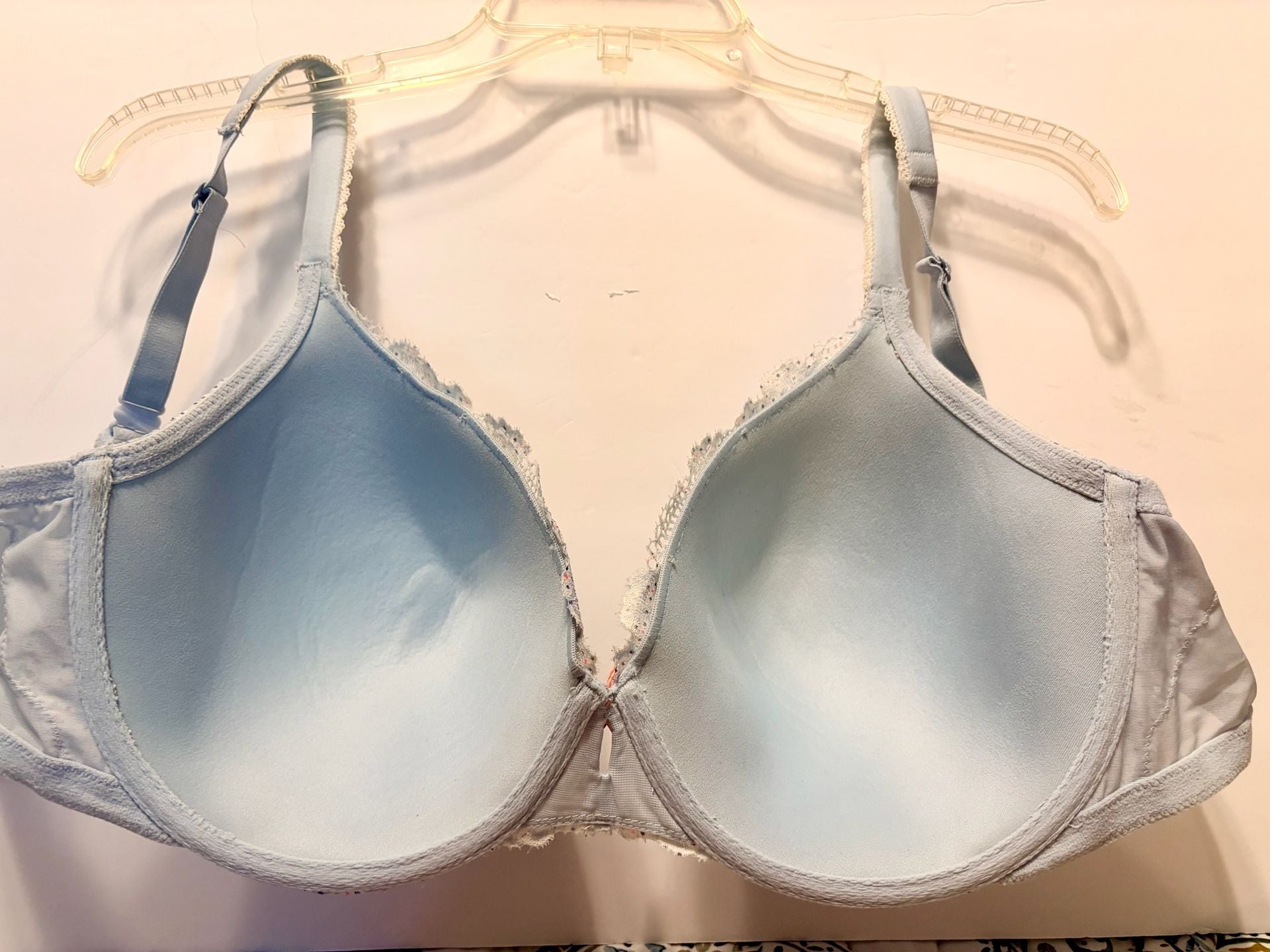 Victoria's Secret Underwire Bra Blue Lace Polka Dot Size 40DD 4