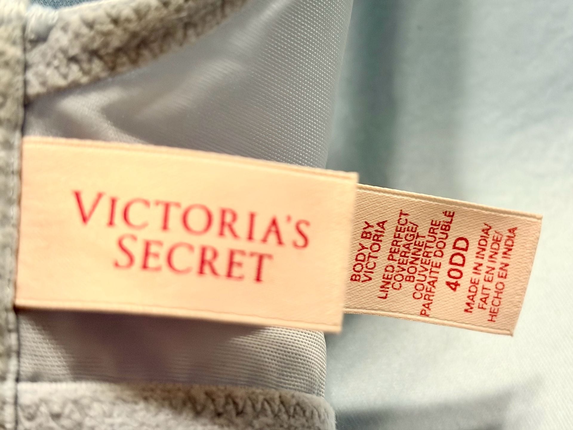 Victoria's Secret Underwire Bra Blue Lace Polka Dot Size 40DD 9