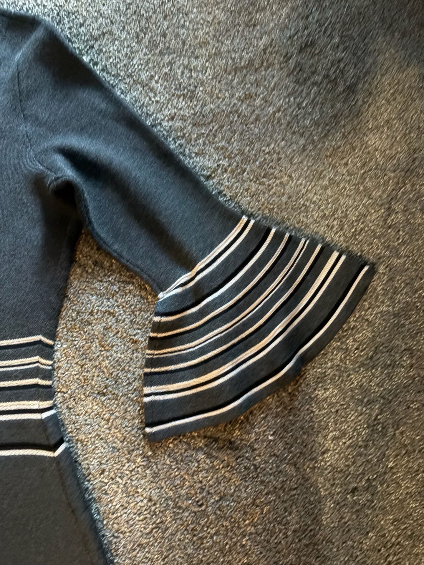 Danny and Nicole Sweater Dress Size L Gray Striped Bell Sleeve 4