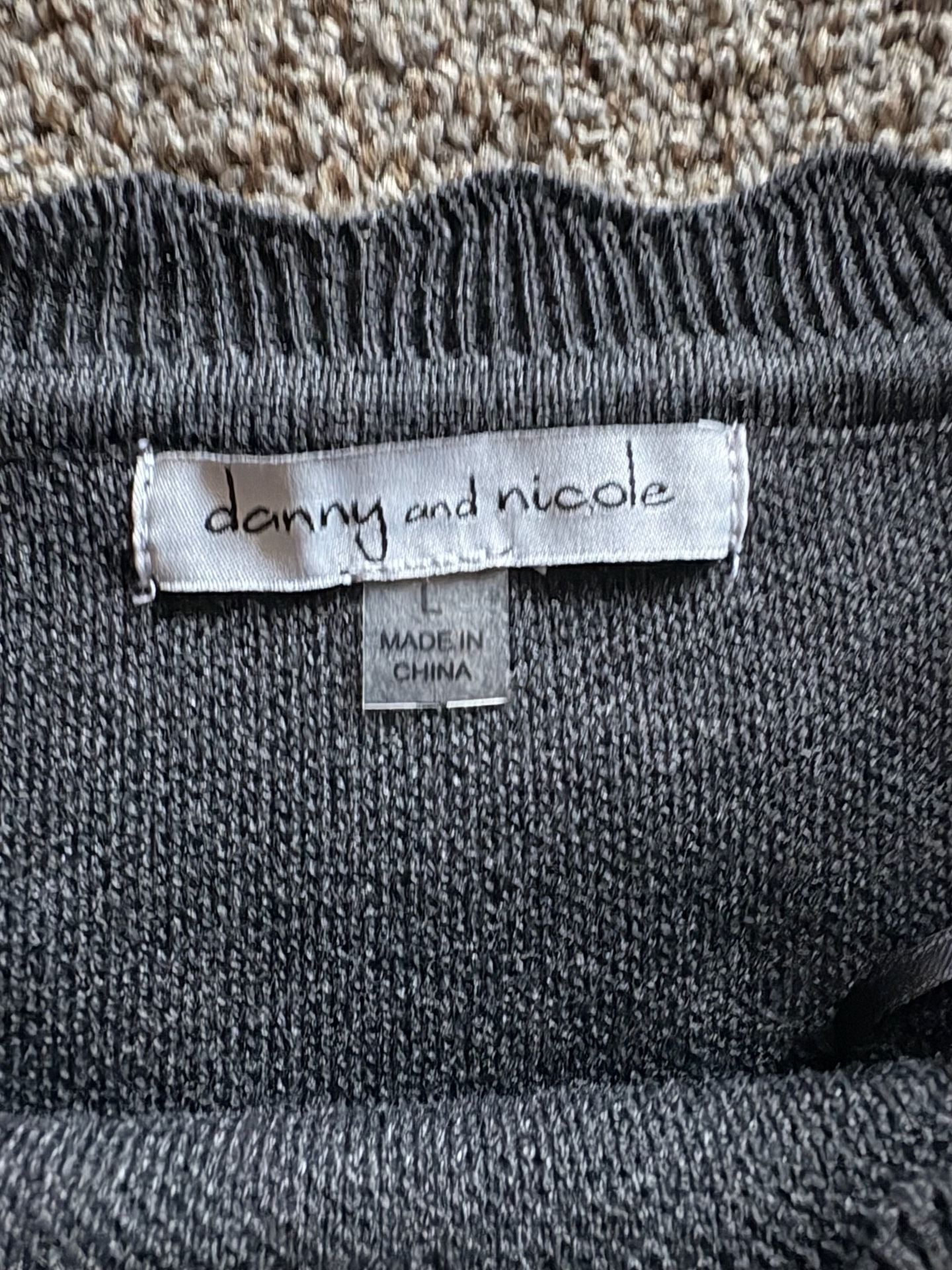 Danny and Nicole Sweater Dress Size L Gray Striped Bell Sleeve 5