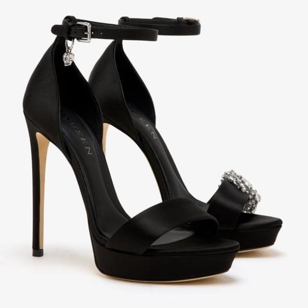 Alexander McQueen Jewel Satin Platform Sandals Black EU 37 – MSRP $1,350