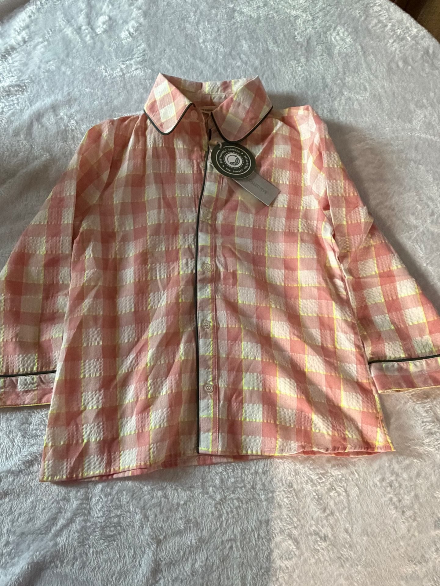 The Sunday Collective Plaid Button-Down Shirt Size 8y Pink 2