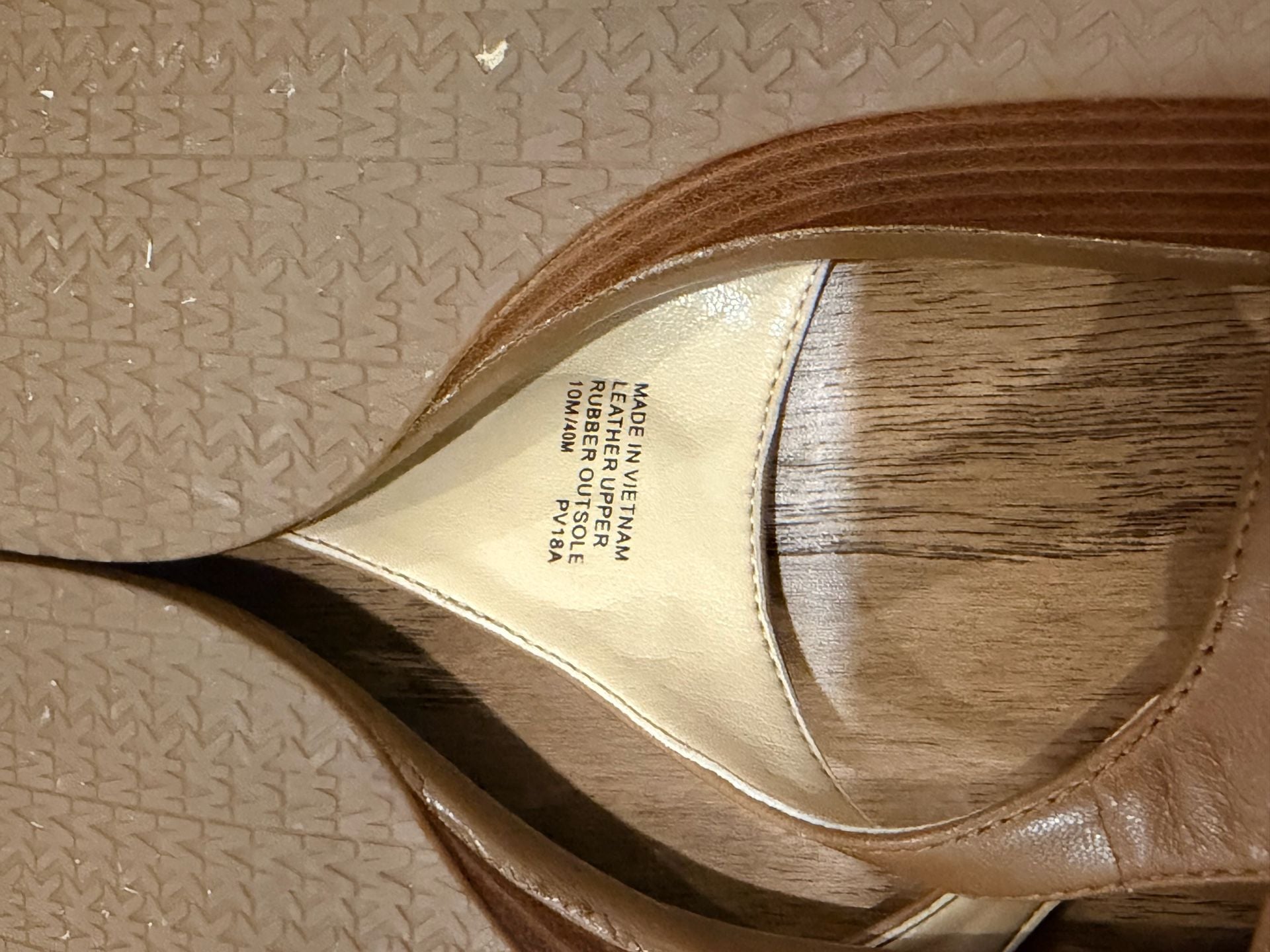 Michael Kors Mandy Leather Logo T-Strap Slingback Sandals Brown 9