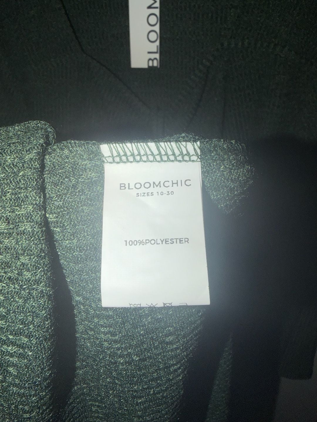 BloomChic Green Textured Dress Size 30 6X Long Sleeve V Neck Tie Front Pockets 6