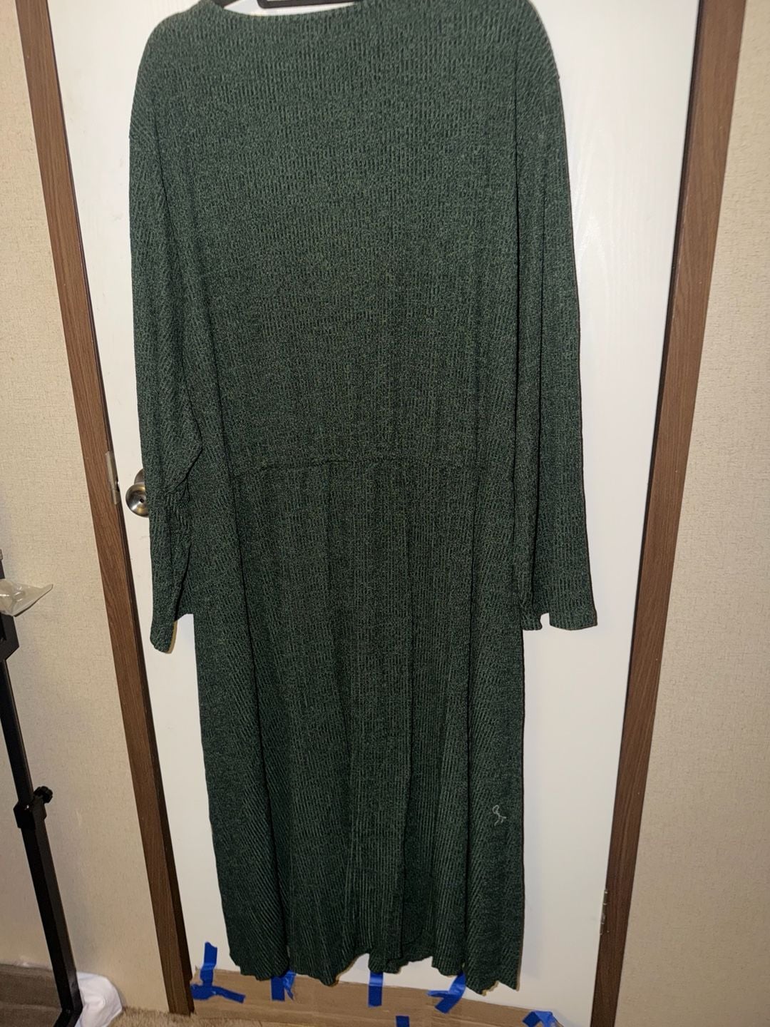 BloomChic Green Textured Dress Size 30 6X Long Sleeve V Neck Tie Front Pockets 8