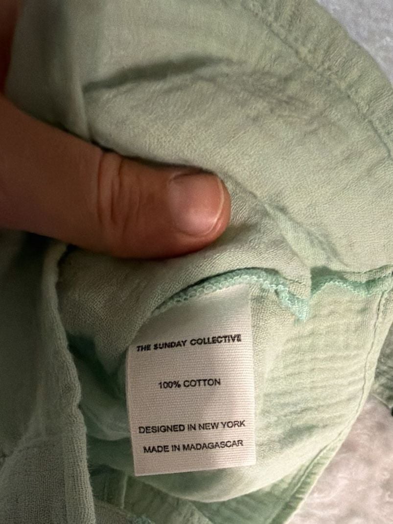 The Sunday Collective Long Sleeve Button-Up Shirt Size 10-11 Green Cotton 5