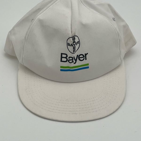 Bayer White Adjustable Strapback Hat Cap vintage drug company merch 