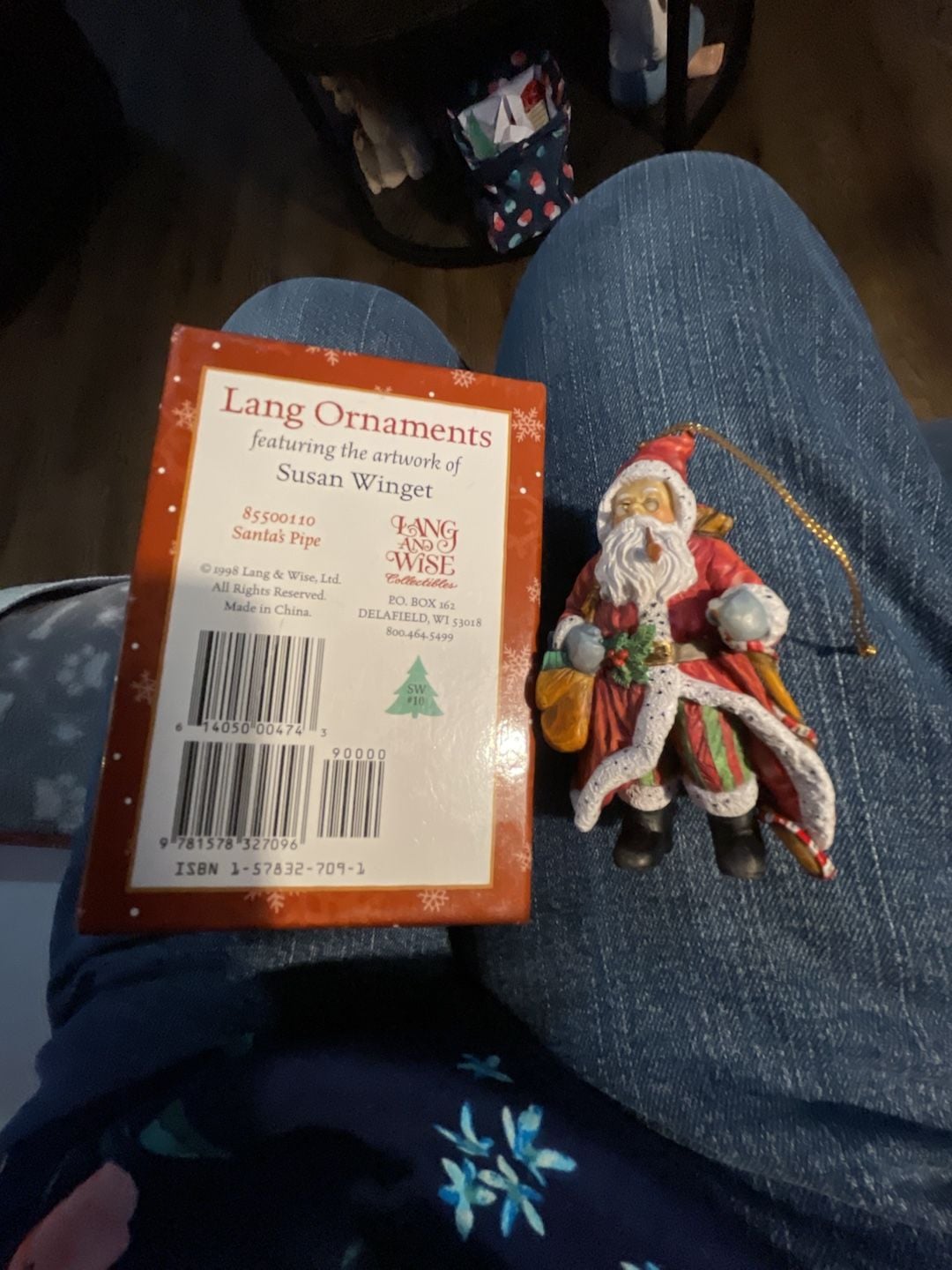 Lang & Wise Susan Winget Santa's Pipe Christmas Ornament 1
