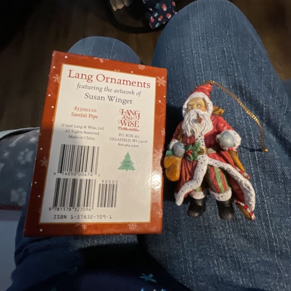 Lang & Wise Susan Winget Santa's Pipe Christmas Ornament