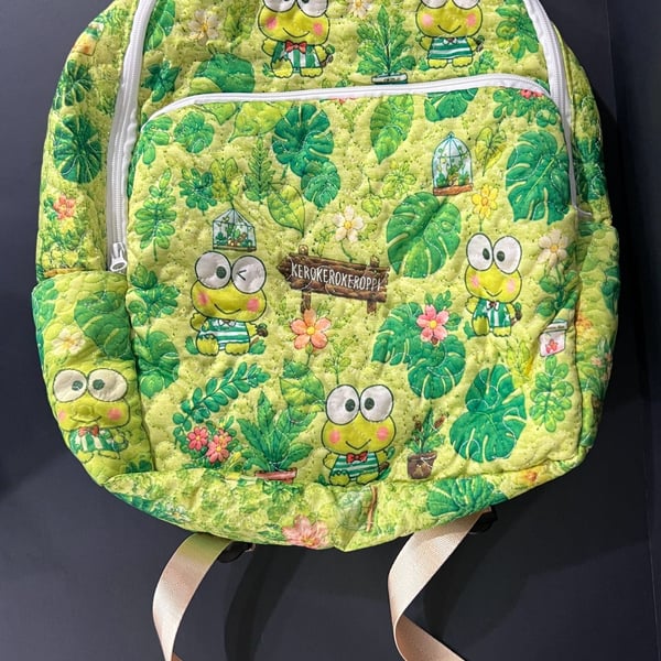 Sanrio Keroppi Green Quilted Plant Backpack