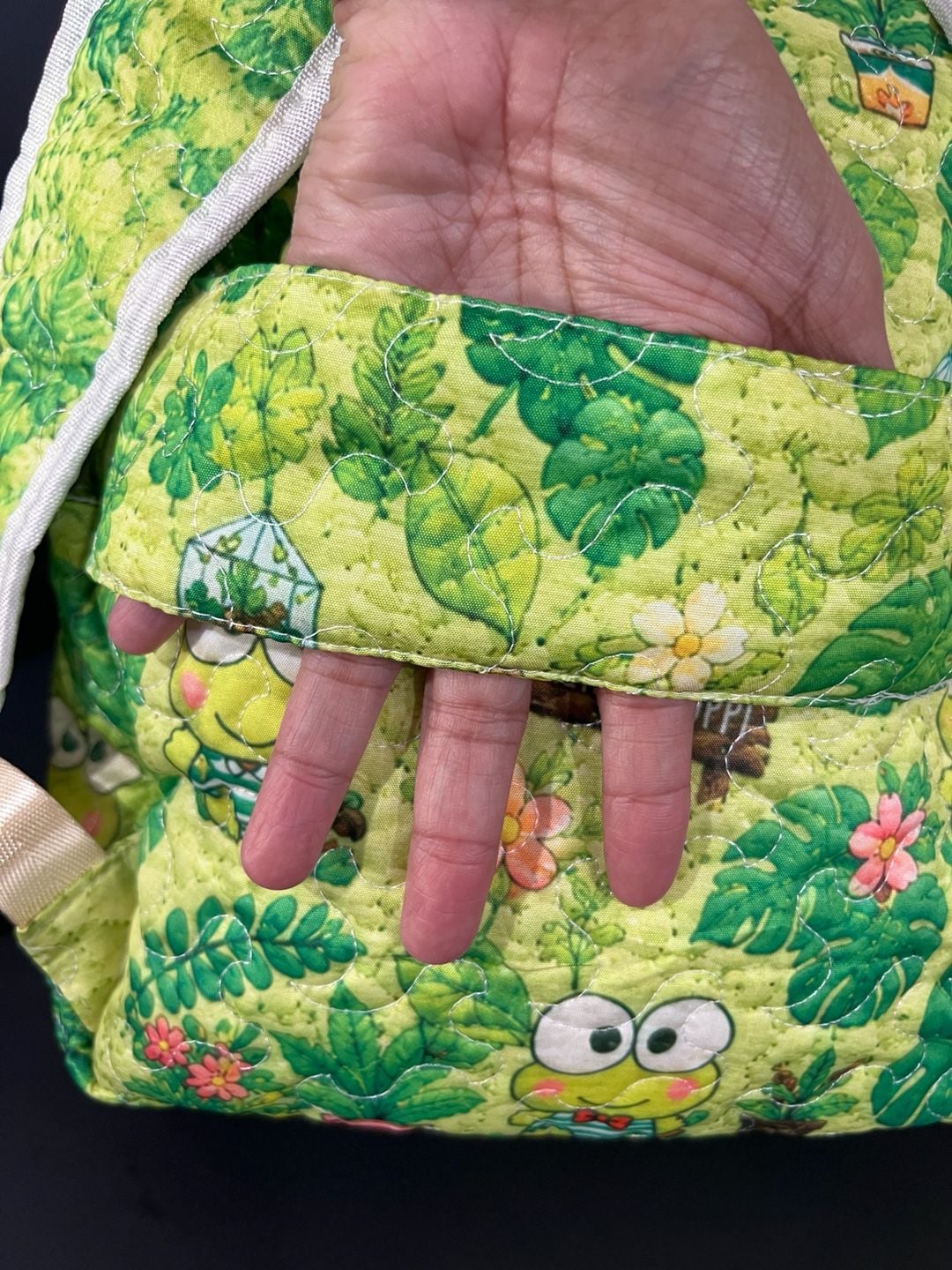 Sanrio Keroppi Green Quilted Plant Backpack 7