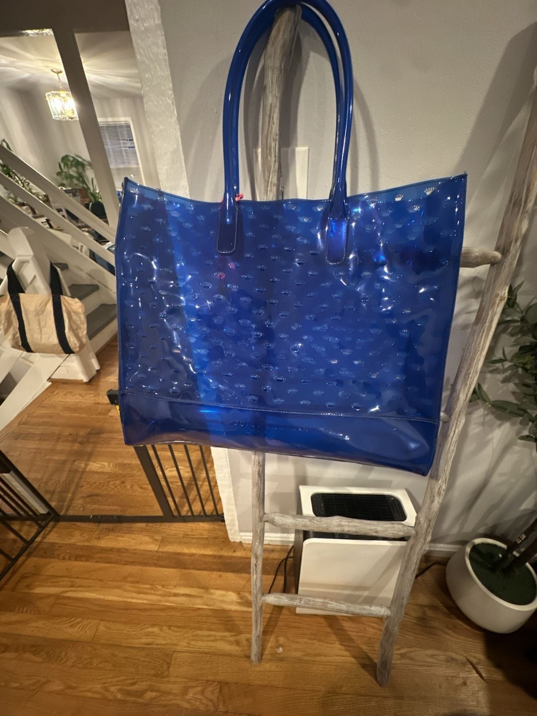 Juicy Couture Jelly Tote Bag Blue Crown Debossed 2