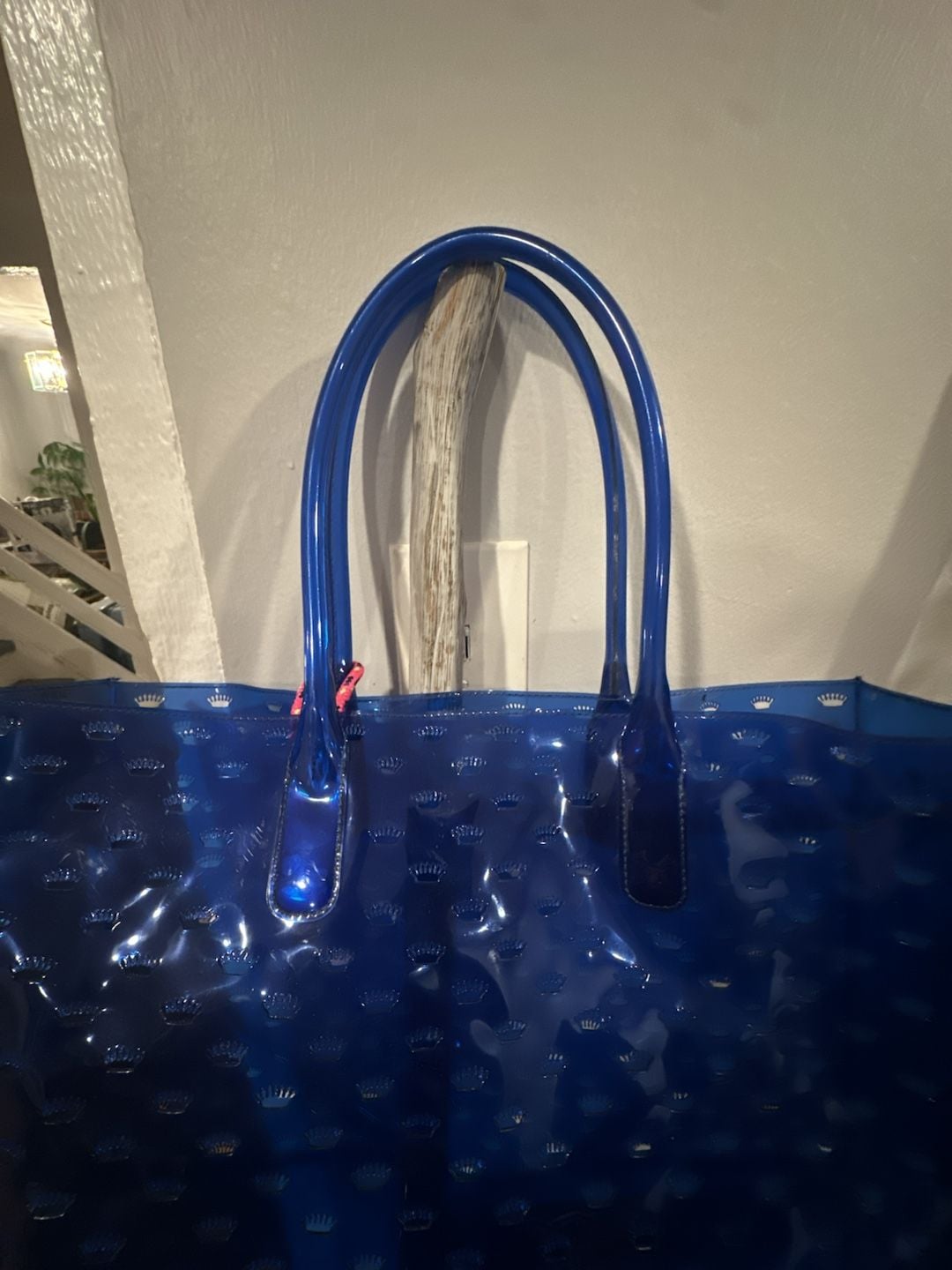 Juicy Couture Jelly Tote Bag Blue Crown Debossed 4