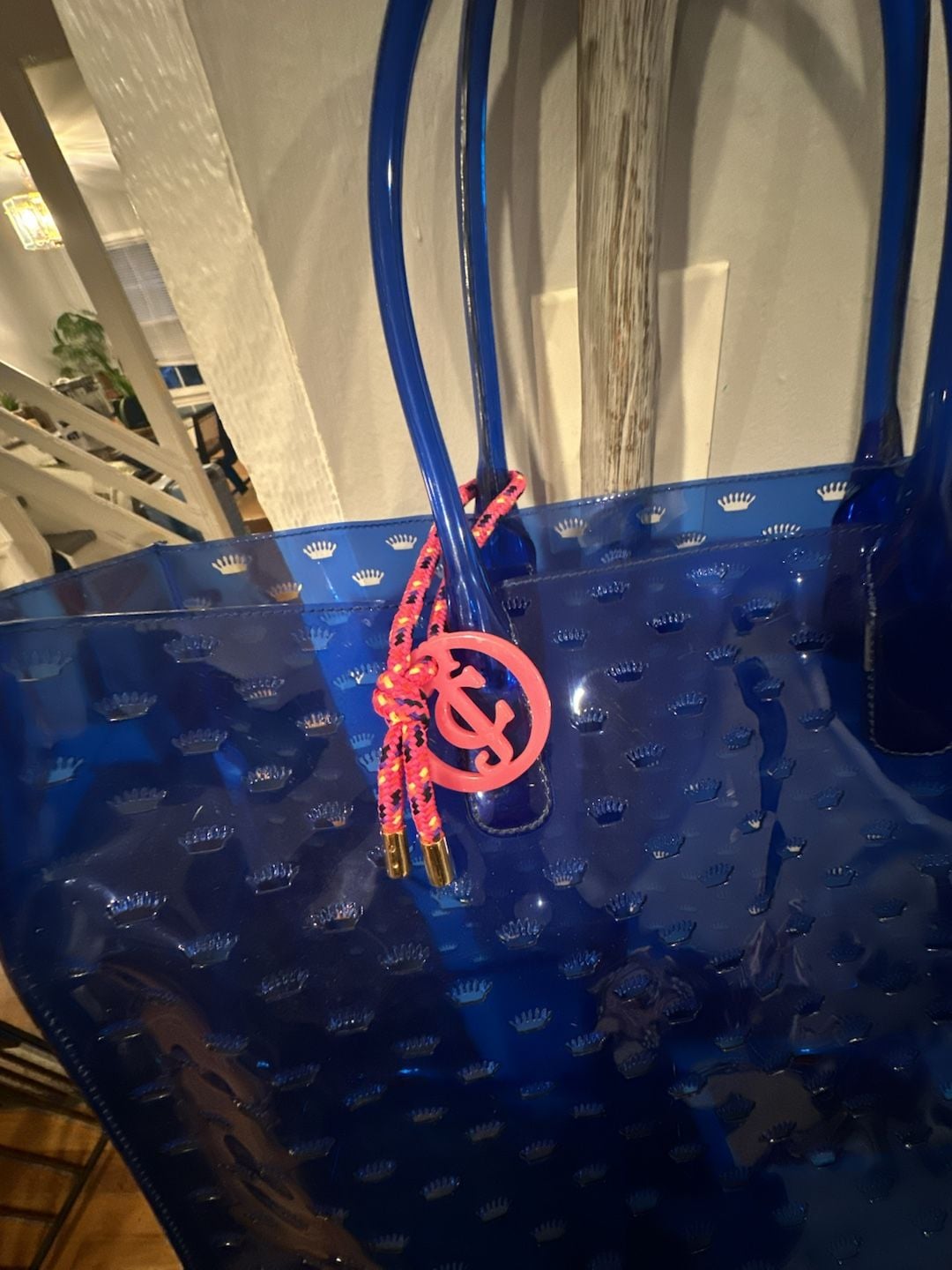 Juicy Couture Jelly Tote Bag Blue Crown Debossed 7