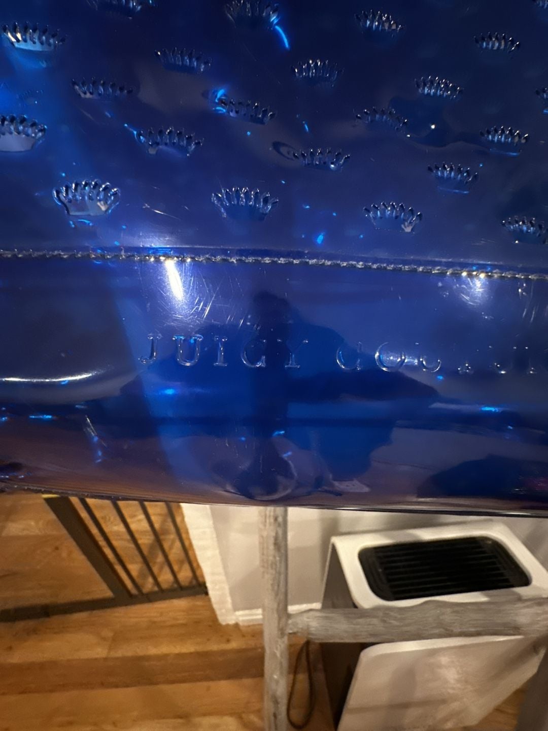 Juicy Couture Jelly Tote Bag Blue Crown Debossed 10