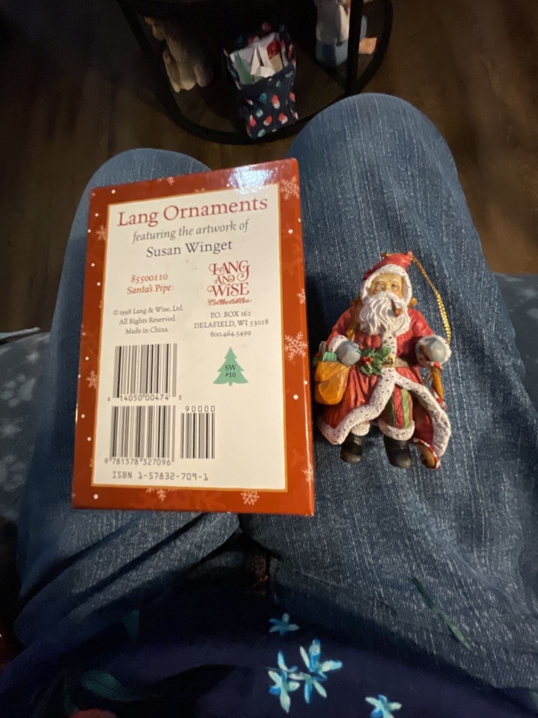 Lang & Wise Susan Winget Santa's Pipe Christmas Ornament 1