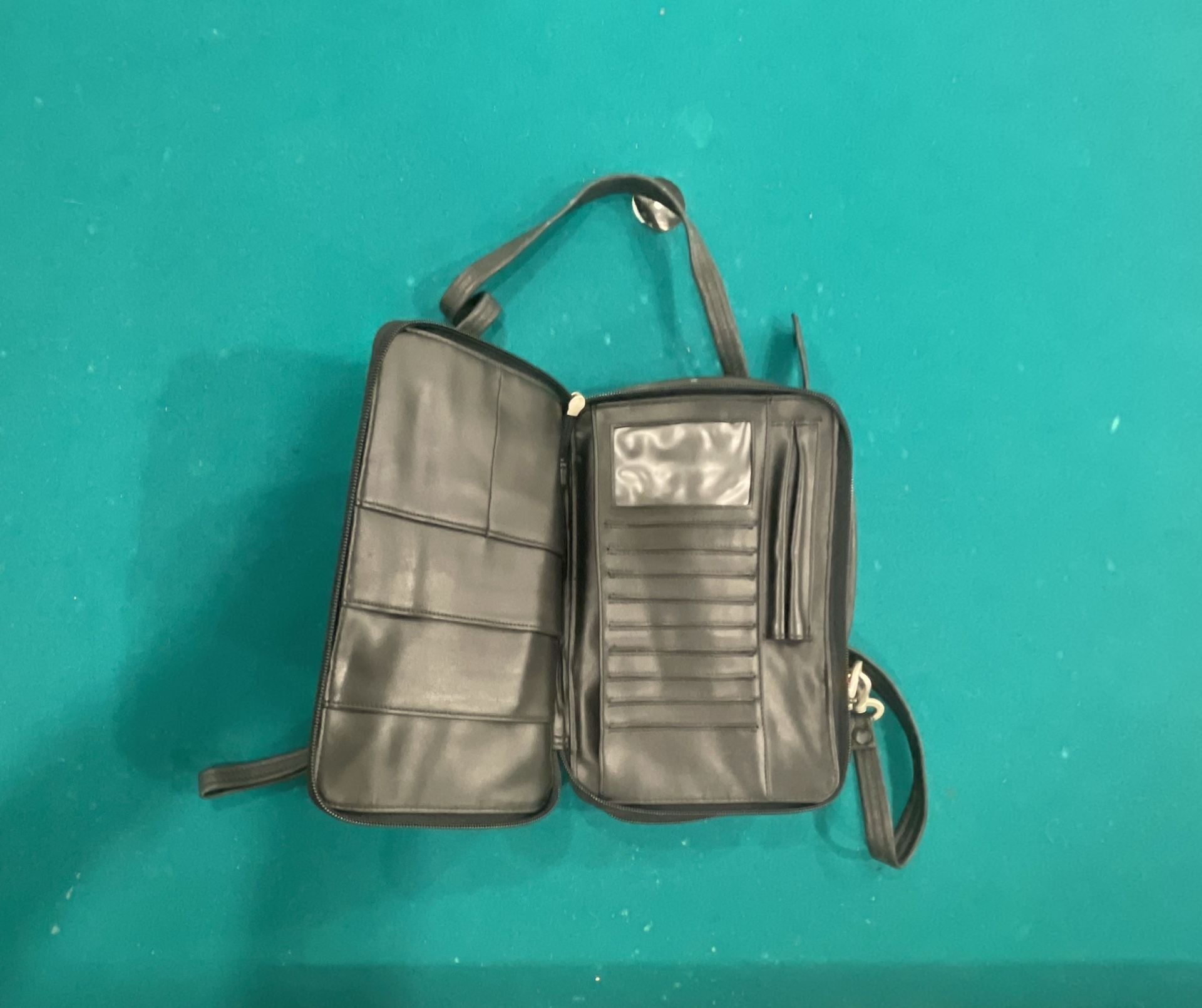 Black Leather Travel Organizer Crossbody Bag 4