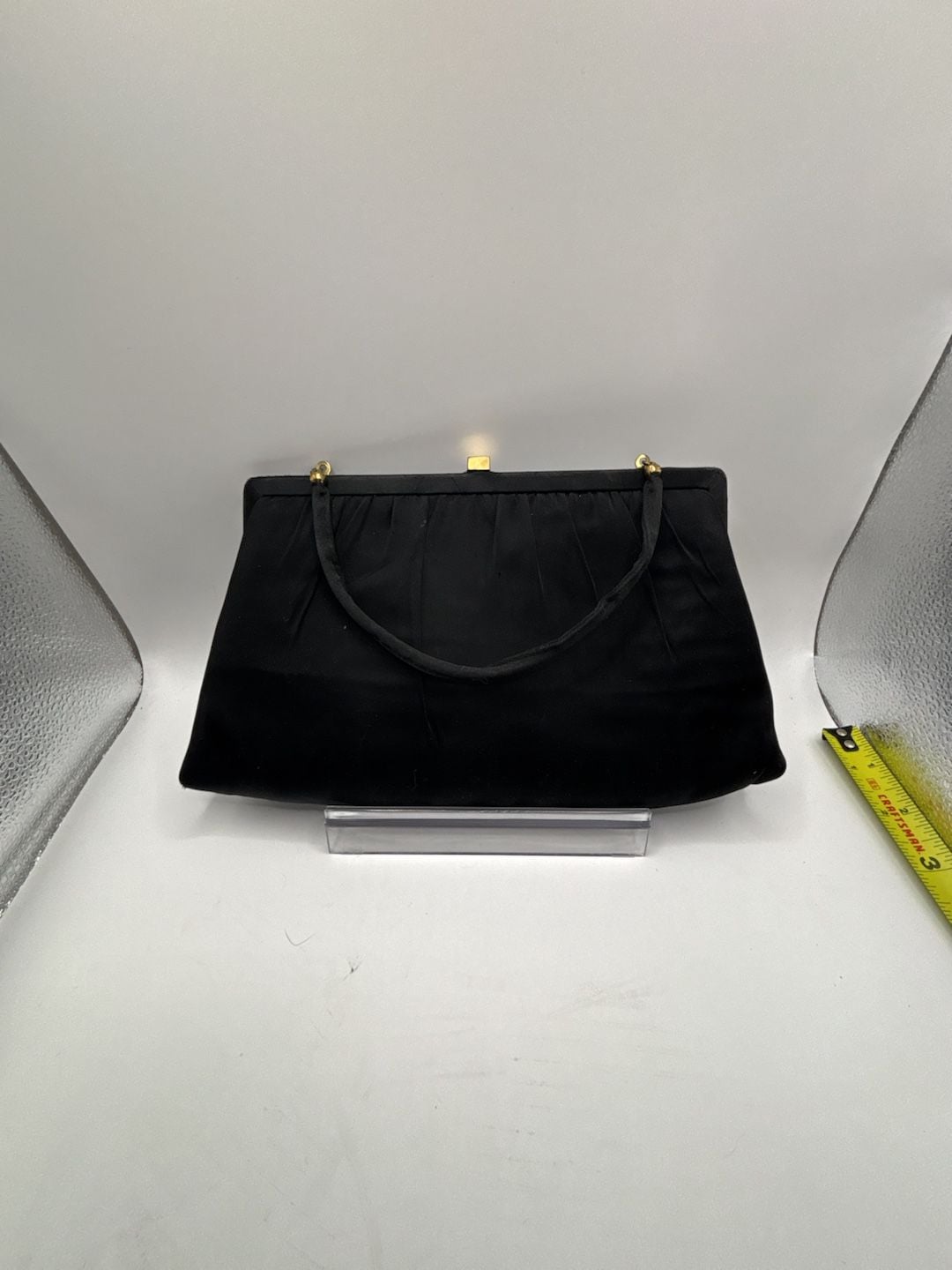 After Five by L & M Vintage Black Satin Evening Bag Clutch with Bow 3