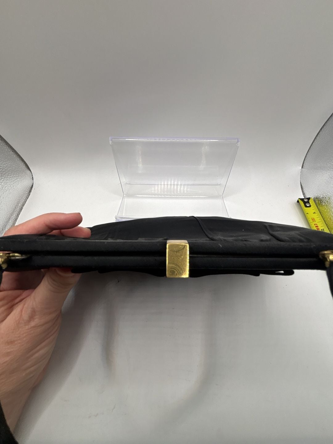 After Five by L & M Vintage Black Satin Evening Bag Clutch with Bow 6