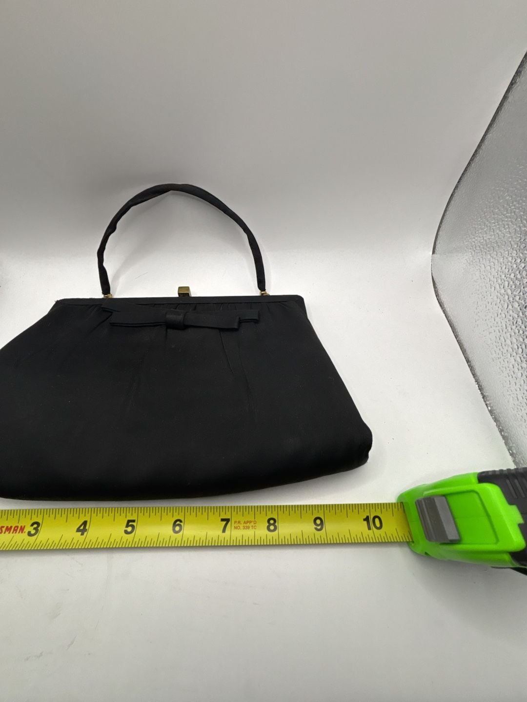 After Five by L & M Vintage Black Satin Evening Bag Clutch with Bow 7