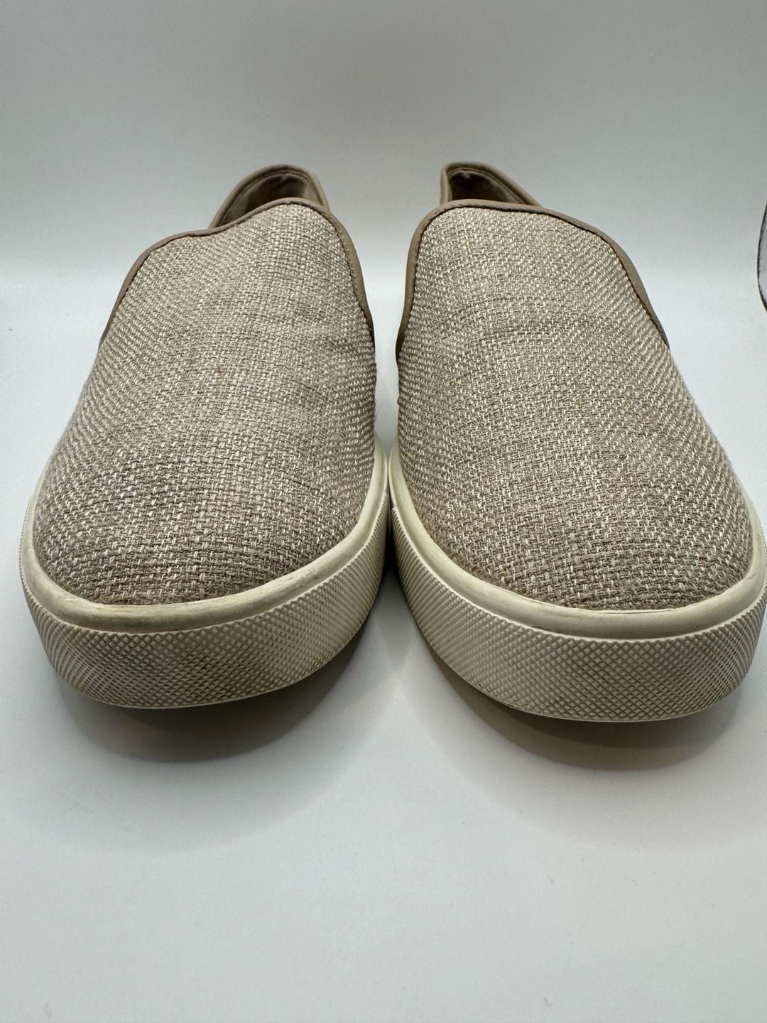Vince Preston Slip-On Sneakers Beige Woven Linen Size 7.5 3