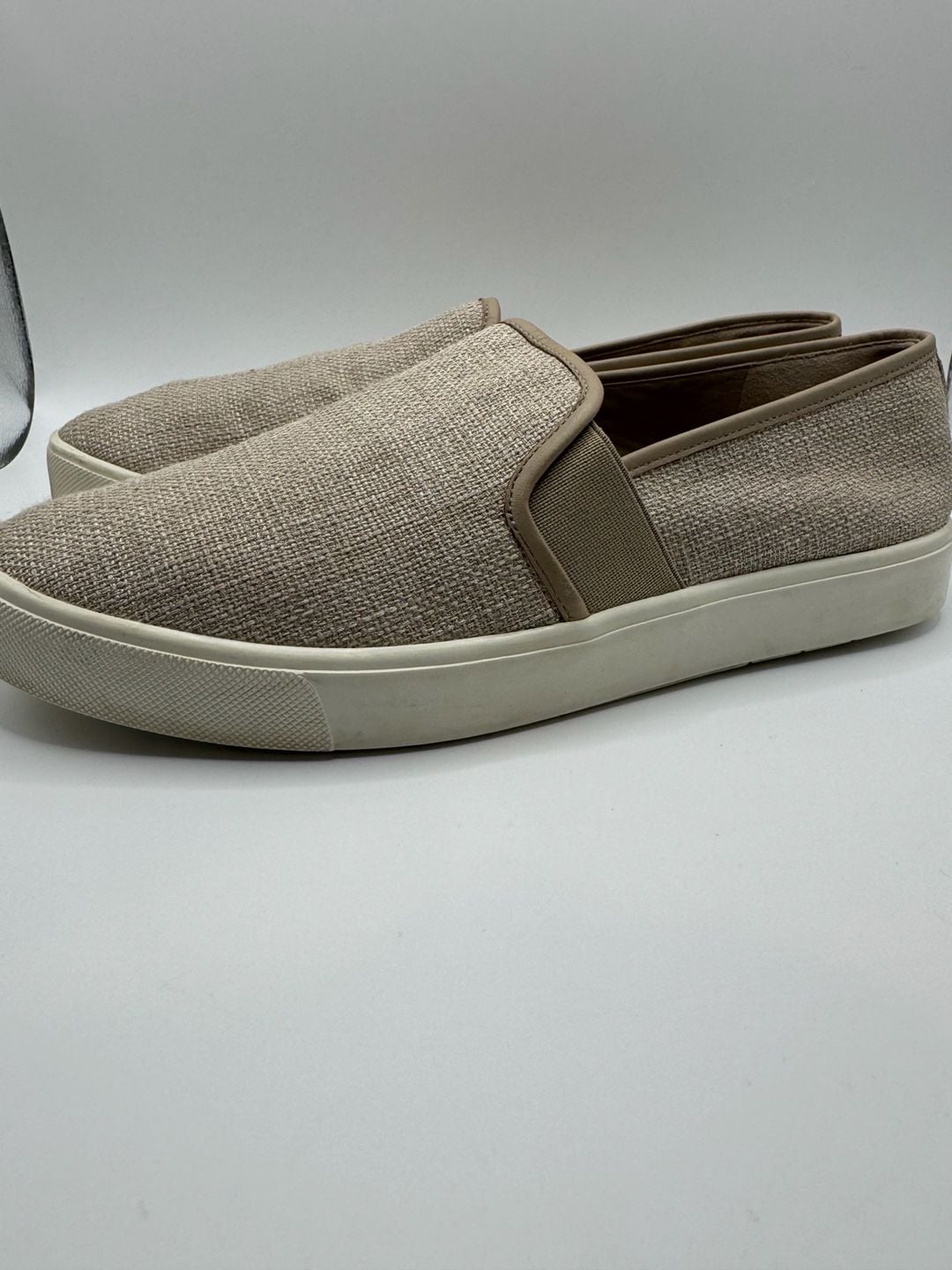 Vince Preston Slip-On Sneakers Beige Woven Linen Size 7.5 4