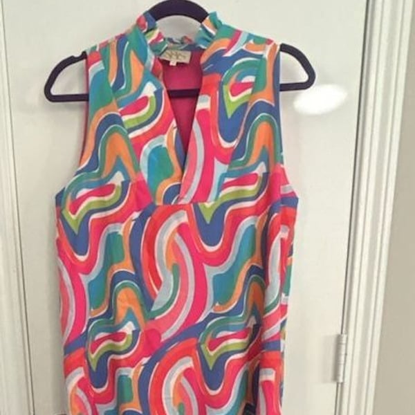 SSYS The Sawyer Sleeveless Ruffle Neck Dress Size M Multi