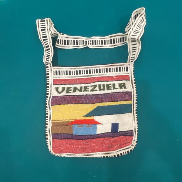Handmade Venezuela Woven Tapestry Crossbody Bag Multi-Color Souvenir
