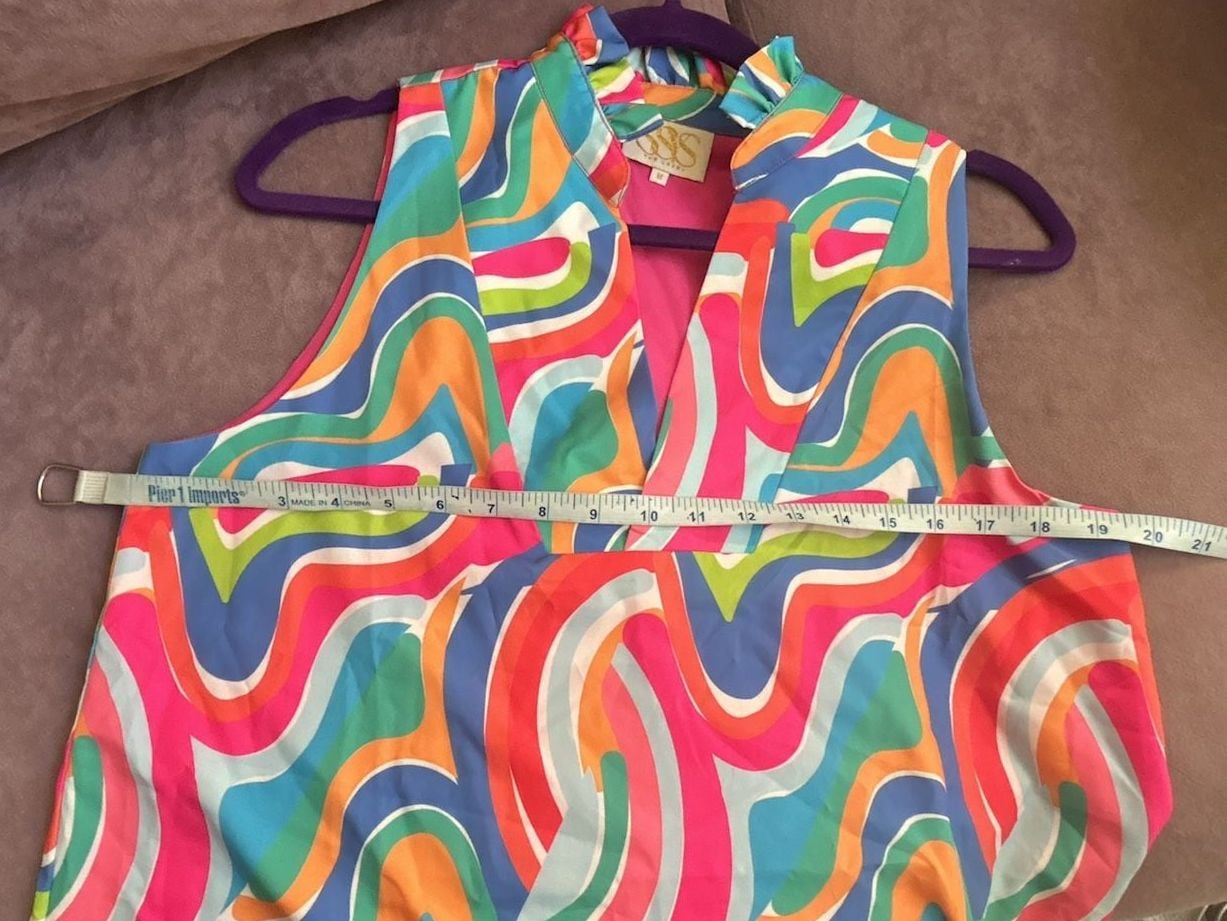 SSYS The Sawyer Sleeveless Ruffle Neck Dress Size M Multi 7