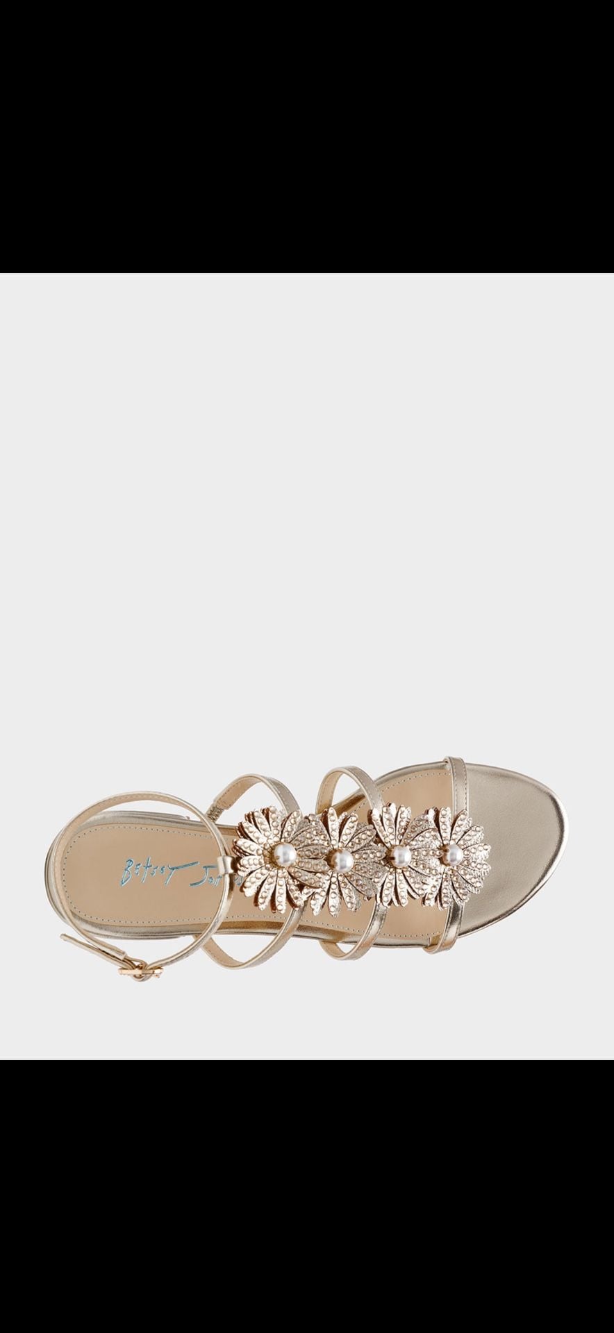 Betsey Johnson Joyce Gold Rhinestone Floral Sandals Size 10 – MSRP $119 4