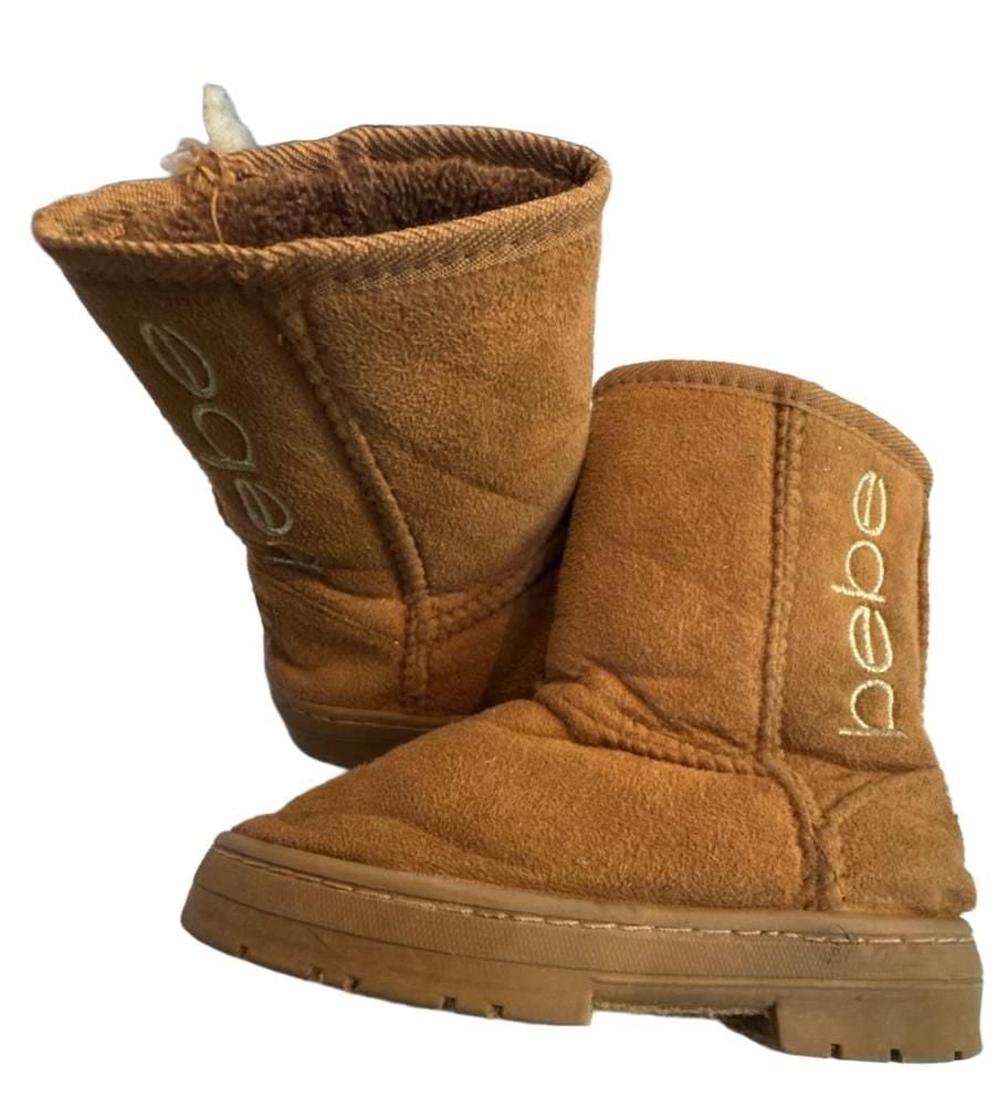 Bebe Microsuede Lined Shearling Boots Size 11 youth Camel Brown 2