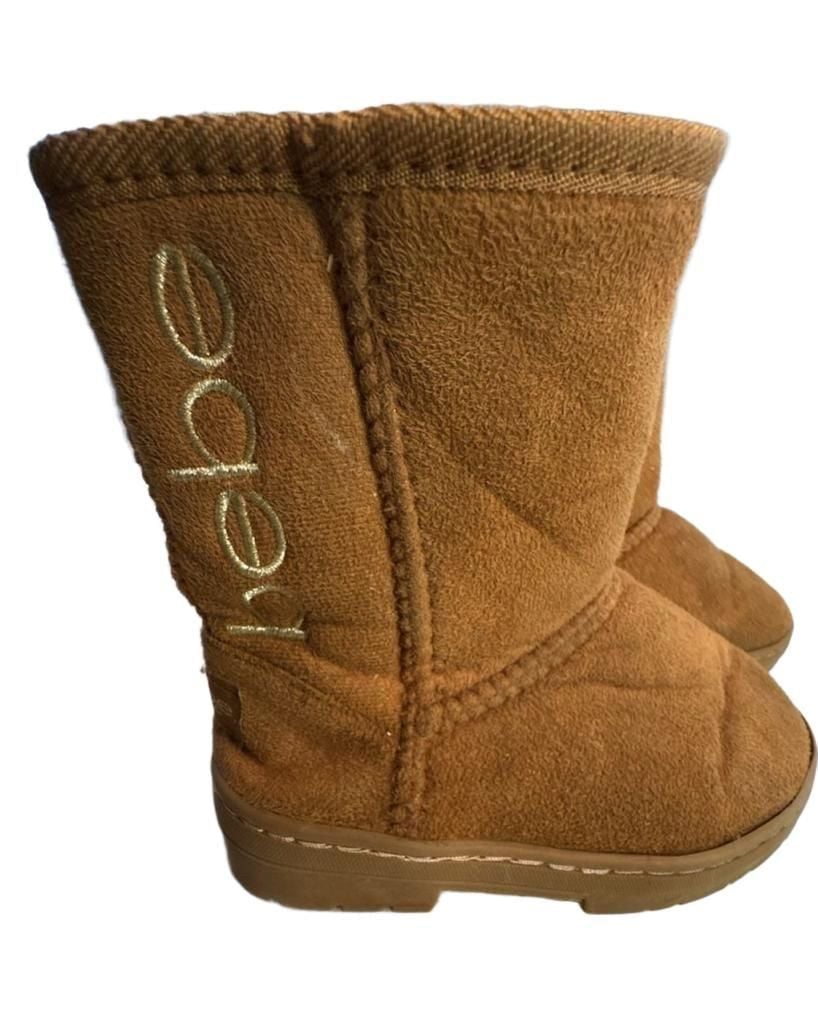 Bebe Microsuede Lined Shearling Boots Size 11 youth Camel Brown 3