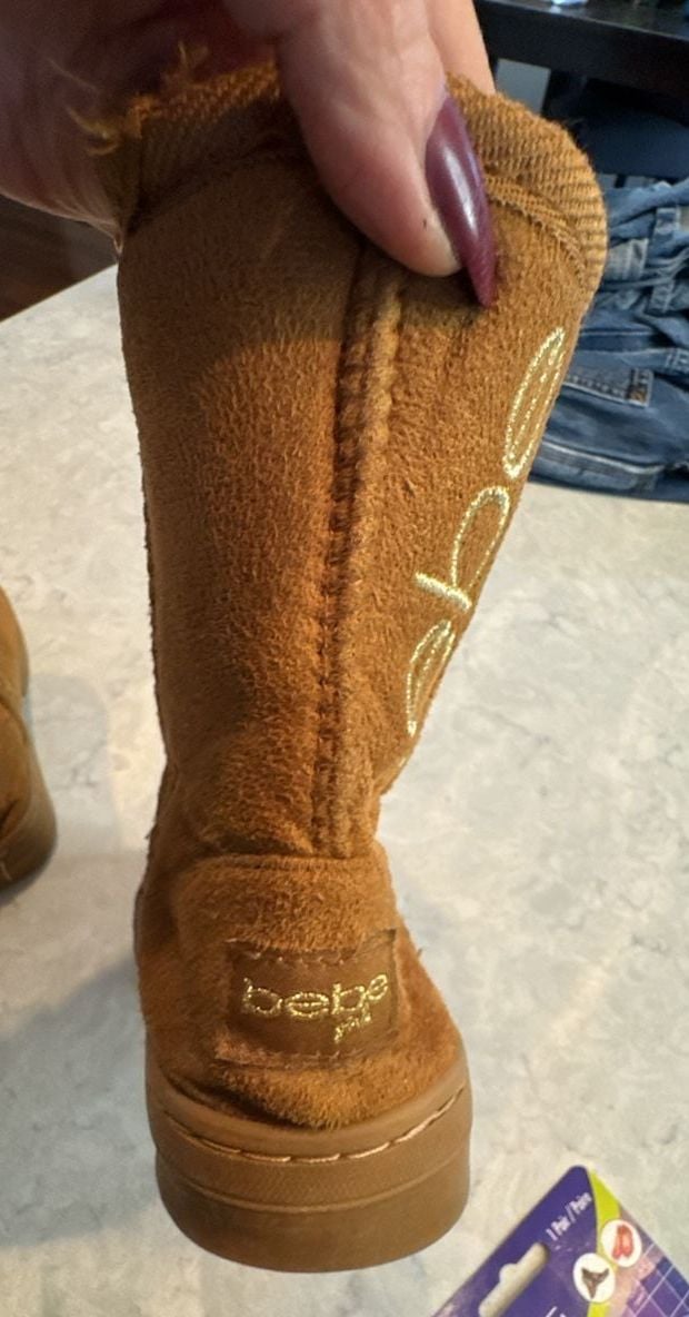 Bebe Microsuede Lined Shearling Boots Size 11 youth Camel Brown 4