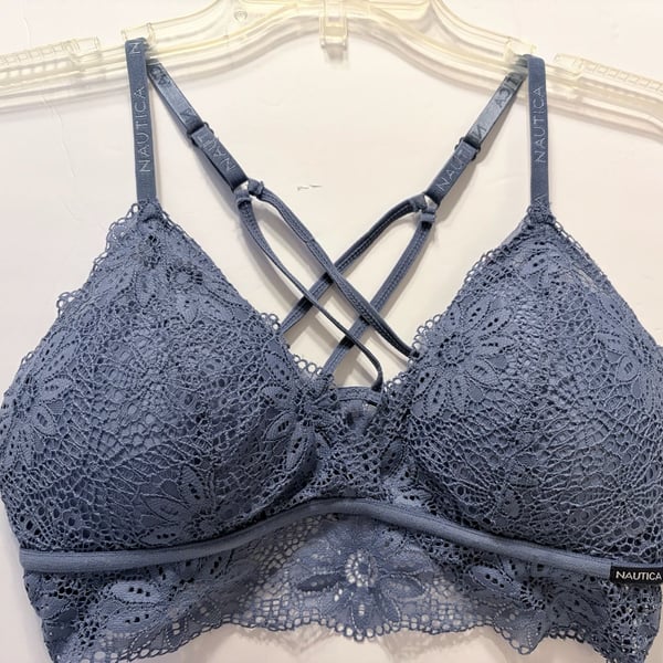 Nautica Lace Bralette Size XL Blue Crossback Longline