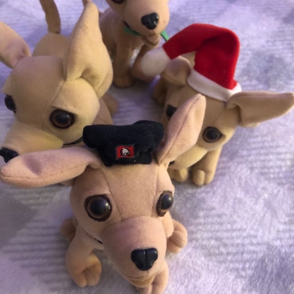 Taco Bell Chihuahua Plush Lot of 4 Vintage Promotional Toys
