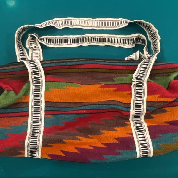 Unbranded Southwestern Aztec Blanket Duffel Weekender Bag Multi-Color